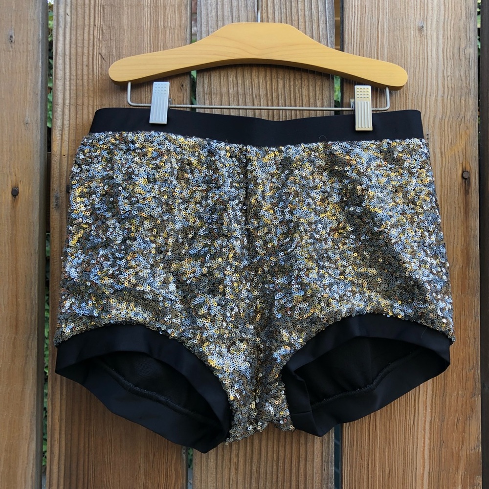 Vintage performance 1920s Chicago Broadway style goldblack sequin dance shorts S